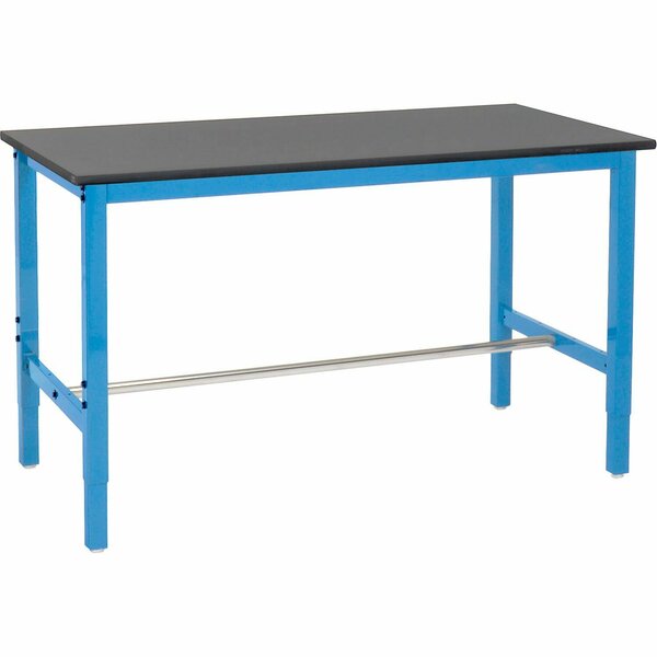 Global Industrial Adjustable Height Lab Workbench, 60 x 30in, Phenolic Resin Safety Edge, Blue 237383LBL